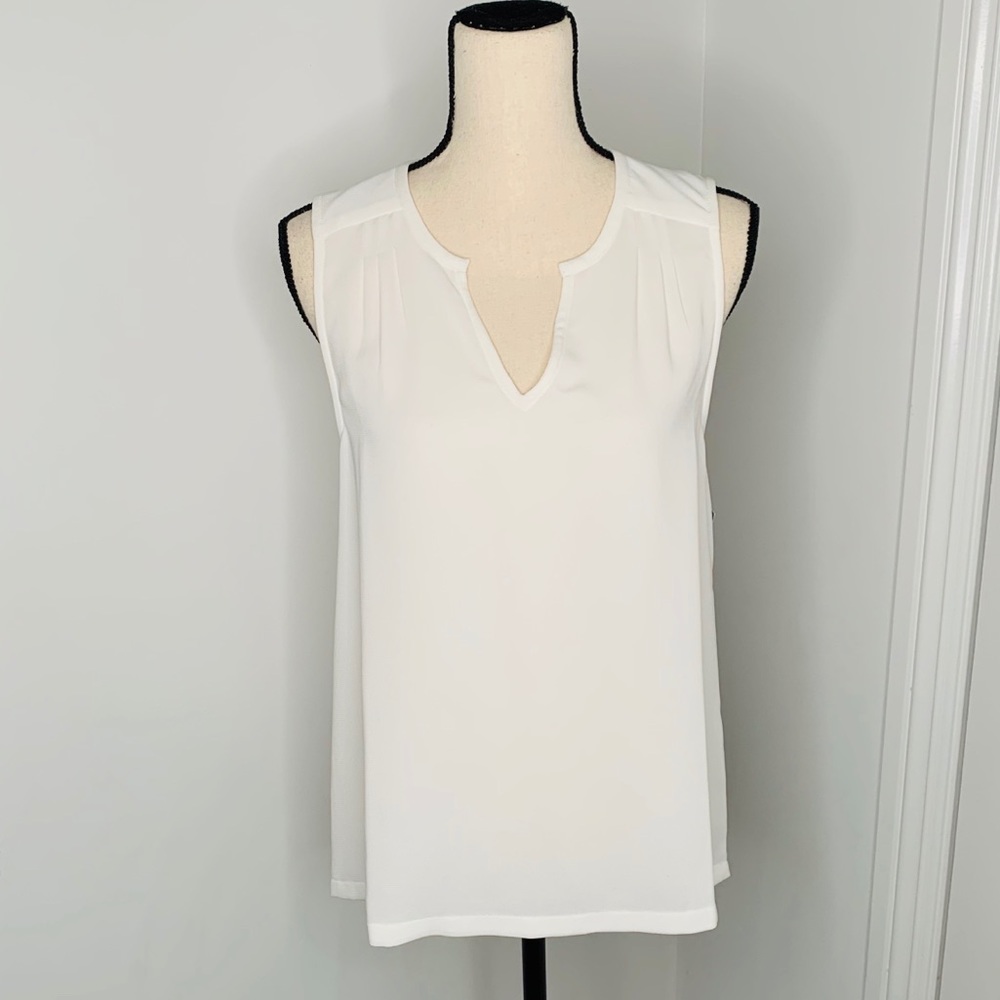 Susina pleat shoulder split neck blouse